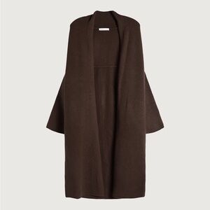 OAK + FORT | Long Cardigan | Soft Chocolate Brown with Open Front and Pockets